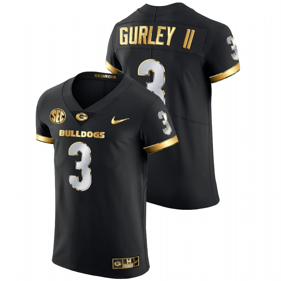 Georgia Bulldogs Men's NCAA Todd Gurley II #3 Black Golden Diamond Edition Authentic College Football Jersey AEB7649XH